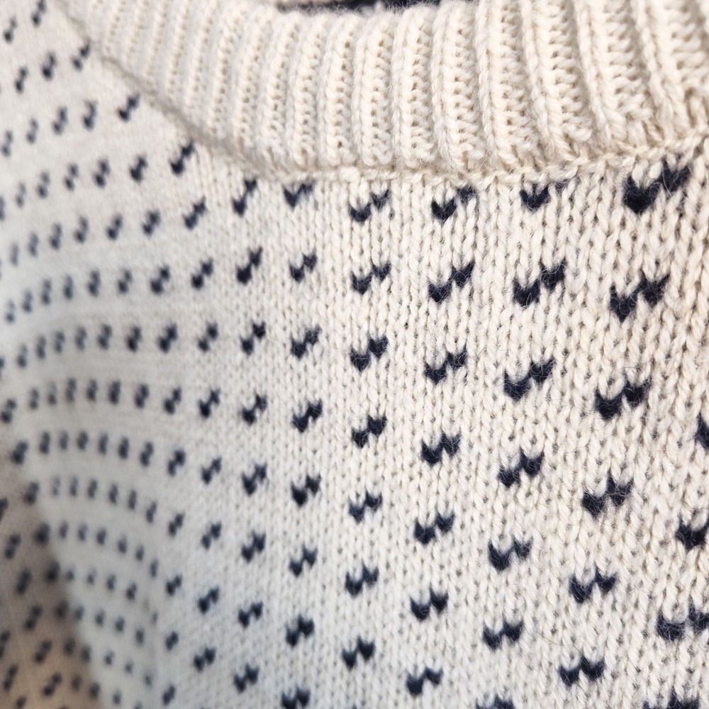 B'ming Beams Sweater Medium Wool Blend Birds Eye Knit Crewneck Cream Pullover - Picture 4 of 7